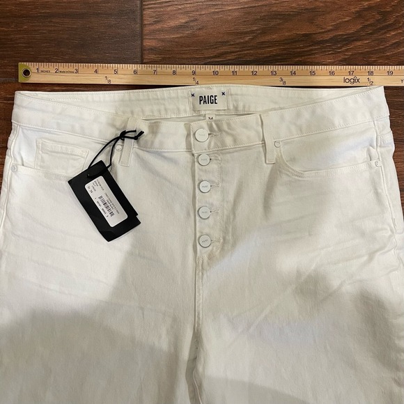 NWT PAIGE Women's 34 Cindy Exposed Buttonfly High Rise Straight Leg‎ White Plus - Picture 7 of 10